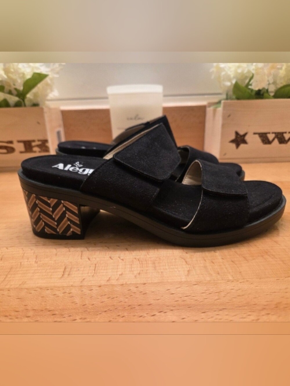 Alegria Tia Comfort Block Heel Sandals Black Women’s Size 36